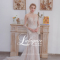 2020 new light champagne wedding dress waist Mermaid lace embroidery